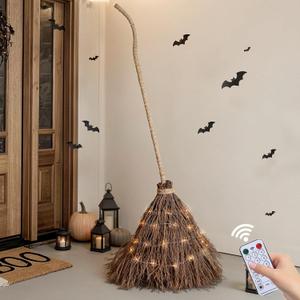 Halloween Decorations Fall Decor - 6FT Giant Handmade Real Twig Witch Broom
