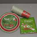 100Pcs Christmas Dinnerware Set Christmas Plates Napkins Party Decorations with Plates (9 & 7 inch) Cups Napkins for Xmas Tableware