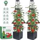 MQFORU 2 Packs Raised Garden Bed Tomato Planter with Trellis, 57" Tomato Cages for Climbing Vegetables Plant, Self Watering Planters Box for Garden Pots for Patio Greenhouse Indoor Outdoor2PCS