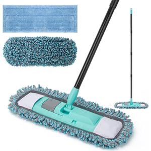 KeFanta Mops for Floor Cleaning with 2 Different Washable Mop Pads, Microfiber Dust Mop for Hardwood Floors with 57" Long Handle, Wet & Dry Mops for Pet Hair Dust Vinyl Wood Tile Laminate Flooring