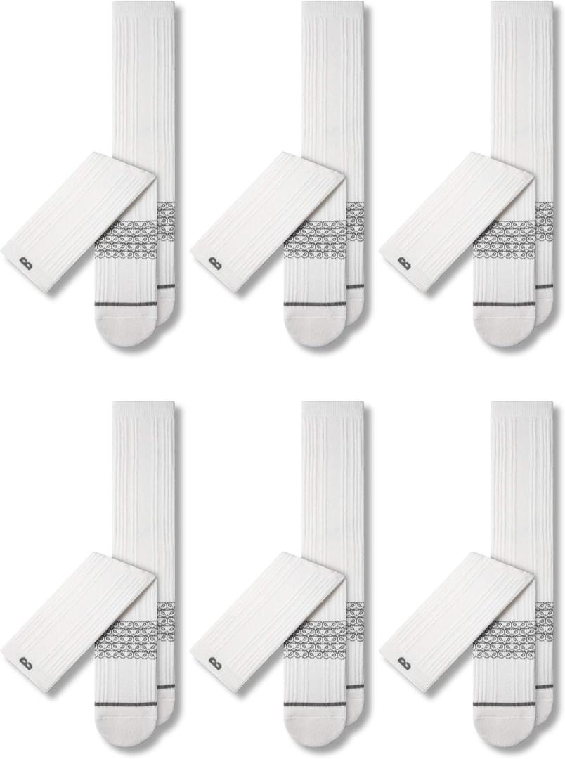 Pair of Thieves Men's Athletic Cotton Crew Socks - 6 Pack Cushioned Comfort Socks for Sports, Work & Casual Wear (White)