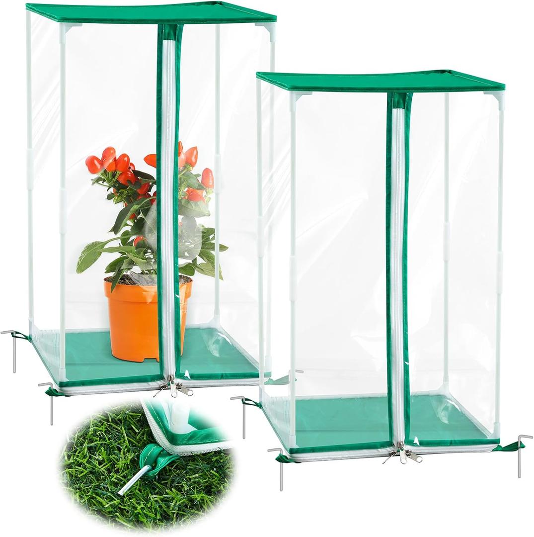 Nuanchu 1 Pcs Mini Greenhouse Portable Plant Flowers Mini Cover, 19.7 x 11.8 x 11.8 Inch Small PVC Clear Greenhouse with Ground Nails, Small Warm House Indoor Outdoor Gardening Gifts for Women Men