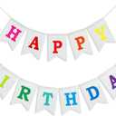 2 x Happy Birthday BannerPreStrung Burlap 9ft Birthday Decorations & Reusable Birthday Sign for Men, Women & Kids | Party Supplies Backdrop (Colorful)