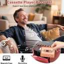Portable CD Player and Cassette Player with Remote Control, FM Radio, USB Playback, Bluetooth Speaker, Recording Function, Battery/AC Powered for Elderly