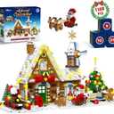 Shemira Advent Calendar 2025 Gingerbread House Building Toy Set with Lights, 24 Days Christmas Countdown Calendar Building Blocks, Advent Calendar Christmas Gifts Toys for Adults Teens Kids, 1180 PCS