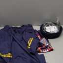 Xtinmee 7 Pcs Halloween Flight Attendant Costume Women's Pilot Captain Cosplay Accessories Pilot Hat Role Outfits(Navy,M)