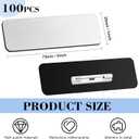 Breling 100 Pieces Name Tags with Pins 1 x 3 Inches Blank Name Tags Reusable ID Badge Holders with Clip for Office Workers Students Employee Custom(Silver and Black)