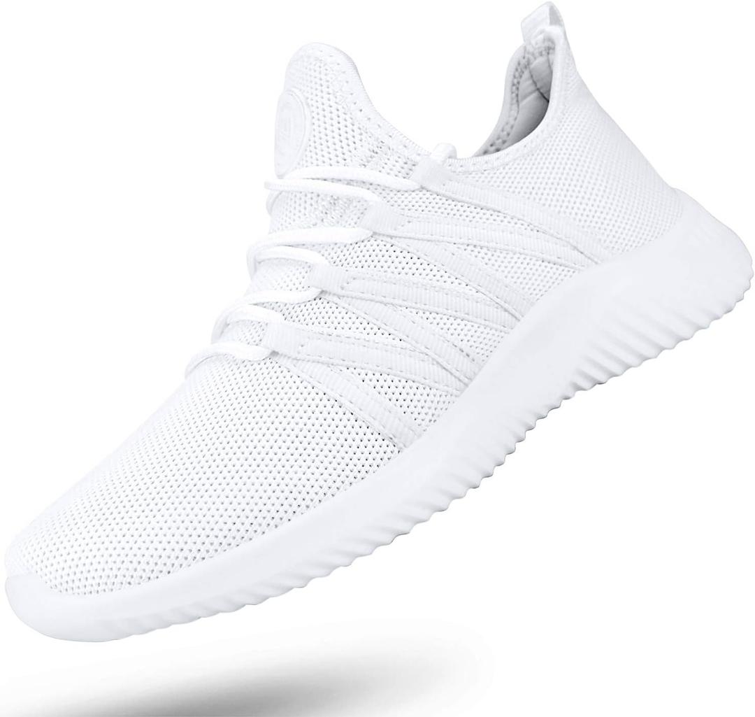 Feethit Womens Slip On Running Shoes Non Slip Walking Shoes Lightweight Gym Workout Shoes Breathable Fashion Sneakers (7.5, All White)