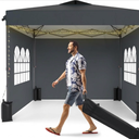 SANNWSG Pop Up Canopy with Sidewalls, Easy Up Canopy Tent, Heavy Duty Tents for Parties, One Person Set Up Event Tent, Grey