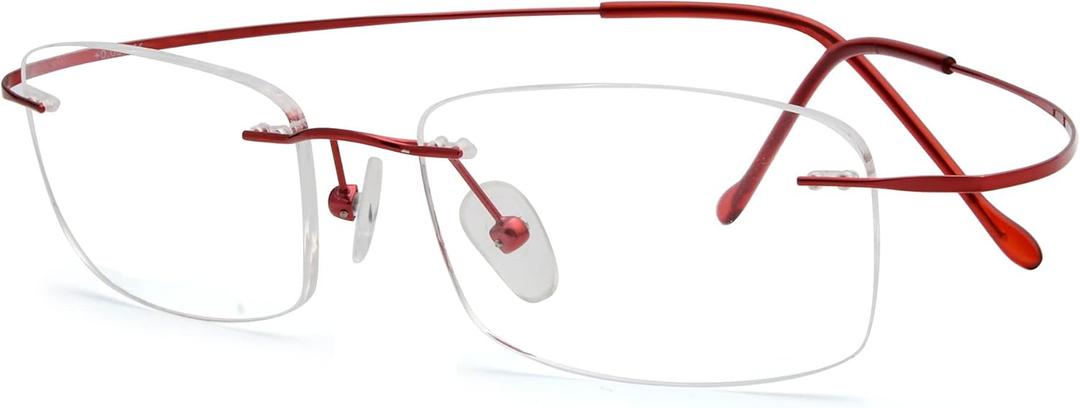 Eyekepper Titanium Rimless Reading Glasses Readers Women Red +2.0 (Lens Width 51mm-red)