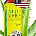 Seven Minerals, Organic Aloe Vera Spray for Body & Hair - From Freshly Cut Aloe Plant, Extra Strong, Easy to Apply, No Thickeners So It Absorbs Rapidly, No Sticky Residue - Made in USA (Big 12 fl oz)