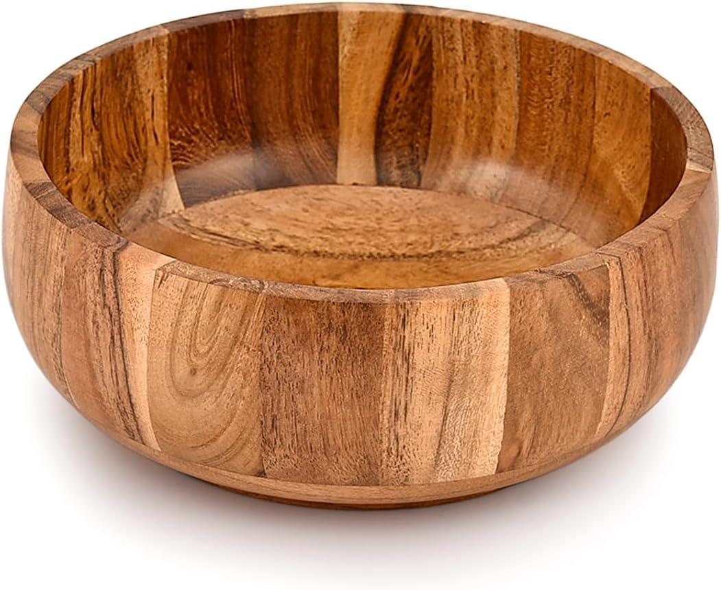 Kimona Fruit Bowl Acacia Wood for Salad & Fruit, Decorative Wooden Bowl For Fruit,Dessert Platter (8" x 8" x 3")