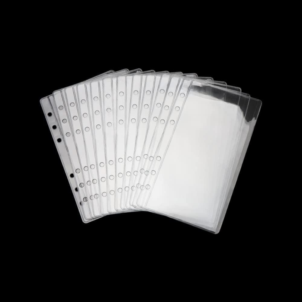 A6 Binder Pockets 12pcs Clear PVC Binder Pouches 6 Holes Zipperless Side Open Cash Budget Envelopes Waterproof Document Filing Bags for A6 Binder Protectors Photos, Cash Organize