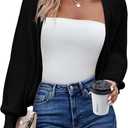 HOTOUCH Women's Cardigan Shrugs Long Batwing Sleeve Knitted Cropped Bolero Open Front Casual Elegant Cardigans for Dresses (Black, XL)