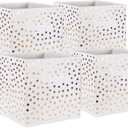 DII Non Woven Polyester Storage Bin, Polka Dot, White & Gold, Small Set of 4