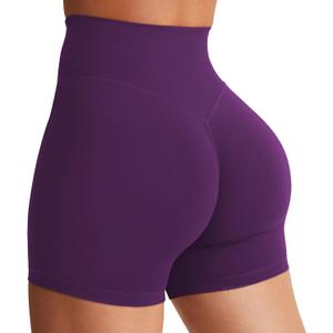 YEOREO SoftHue Women's Biker Shorts 3.6" /4.5" / 6" Workout Gym Shorts High Waist Tummy Control Hidden Scrunch Running Yoga (Purple, S)