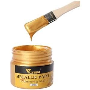 Acrylic Paint Metallic Gold, Non Toxic, Non Fading, 100ml Gold Leaf Paint for Art, Painting, Handcrafts, Ideal for Canvas Wood Clay Fabric Craft Supplies