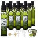 Reallnaive 12 Pcs 8 oz Mini Olive Oil Bottles Empty Sauce Condiment Bottles with Dropper Inserts and Sticker Seals Caps for Gifts Kitchen