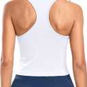 ATTRACO Workout Tank Tops for Women with Built in Bra Ribbed Seamless Yoga Tanks Tight Fit (8, White)