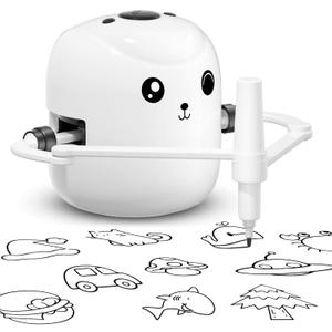 Drawing Robot for Kids, Montessori Painting Learning Toys, Voice Interactive Educational Drawing Machine with 100 Word Cards for 3 4 5 6 7 8 Year Old Boys Girls Gift (Q01) (White)