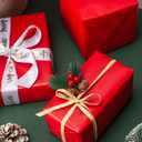 2 x Retrify Red Birthday Wrapping Paper Roll, Pearlized Gift Packing Paper for Christmas, New Year's Eve, Holiday, Wedding - 17 Inches x 32.8 Feet