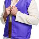 Men's Arab Prince Costume Waistcoat Tunic Pants Sash Hat Adult Halloween Cosplay Fancy Dress Clothes Full Set (S)