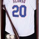 Large Jersey Display Case Frame Shadow Box to Display a XL Football Baseball Hockey Jersey, Military Uniform Motorcyle Jacket, UV Protection Acrylic Door Mahogany Finish