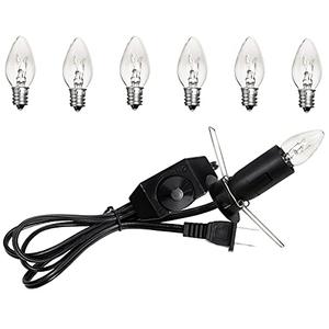 OHLGT 1 Pack Salt Lamp Cord Replacement with Dimmer Switch 5 feet Lamp Cord and 6-Pack Halogen Salt Lamp Bulbs(15 Watts)