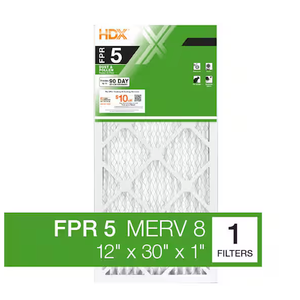 12 in. x 30 in. x 1 in. Standard Pleated Air Filter FPR 5, MERV 8