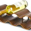 Countertop Wine Rack - 7 Bottle Freestanding Wine Bottle Holder Stand - 2 Tier Wooden Wine Storage Rack - Walnut Wavy Wine Organizer for Cabinet Pantry Home Kitchen Bar