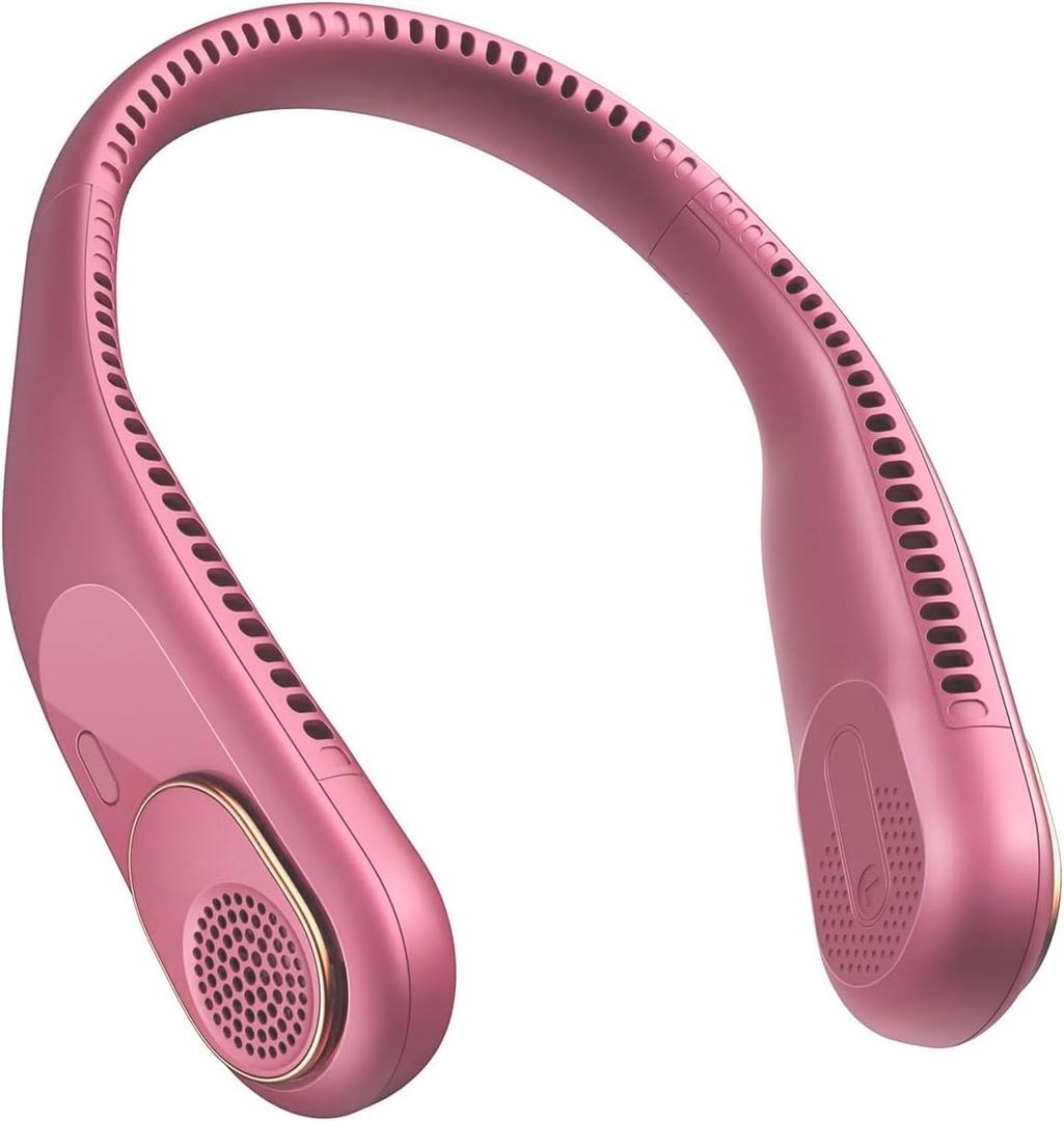 SWEETFULL Portable Neck Fan 360 Cooling Bladeless Personal Fan | No Hair Twisting - 4000mAh USB Rechargeable Wearable Fan for Travel, Birthday Gifts for Men, Women, Mom, and Dad (A8 Rose Red)