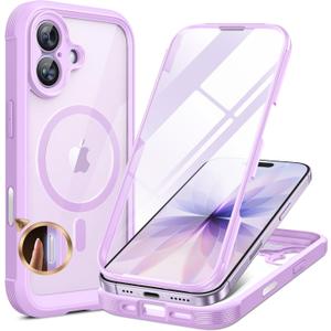 Miracase for iPhone 17 Case 6.3'', Full-Body Military Grade Drop Protection Outdoor Phone case with Built-in Glass Screen &Camera Control,Easy Installation,No Gap,Compatible with MagSafe, Light Purple