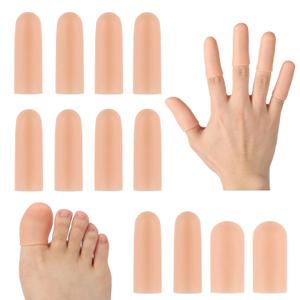 Gel Finger & Toe Protectors (12 Pack)  Silicone Cots for Trigger Finger, Arthritis, Ingrown Toenails, Corns & Blisters  Reusable Cushion Sleeves for Hands & Feet Pain Relief