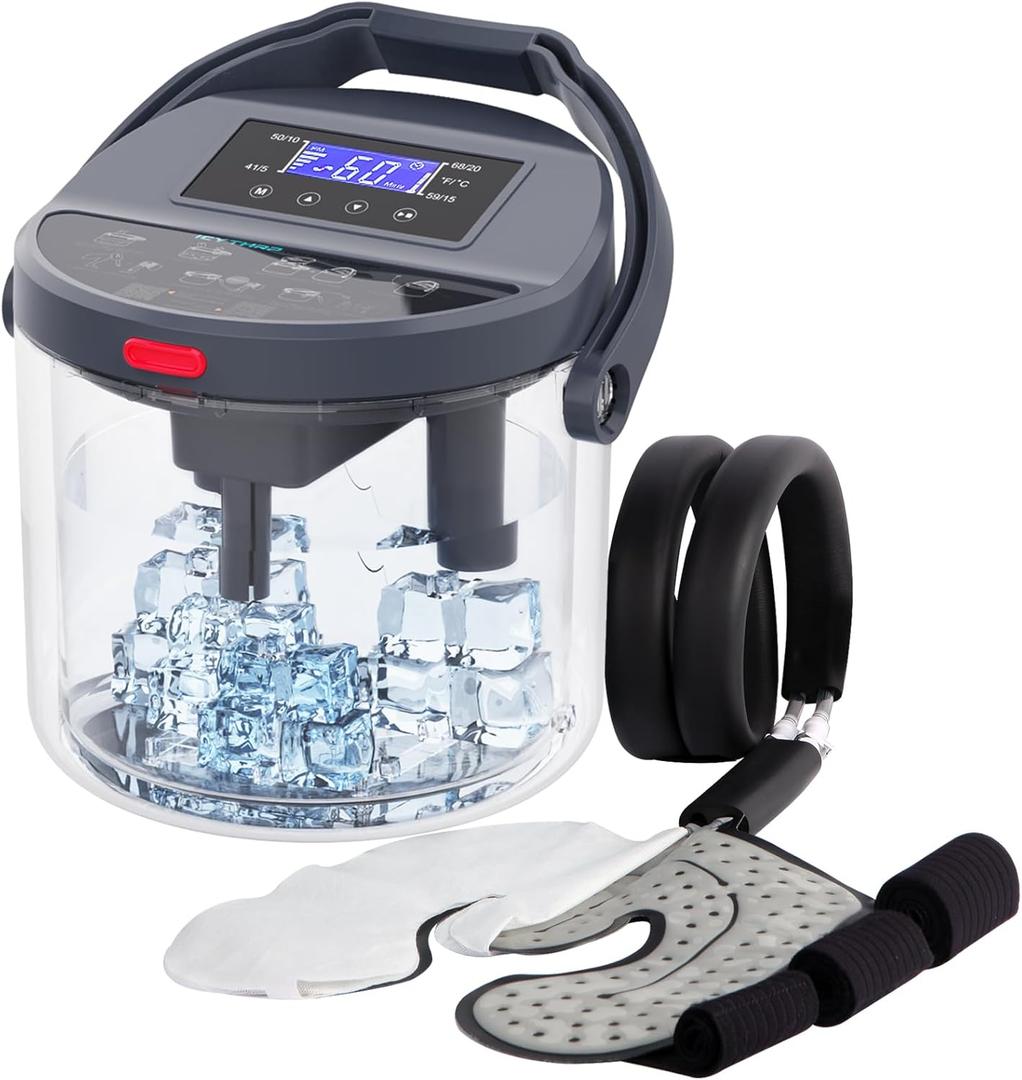 Cold Therapy Machine with Programmable Timer, Ice-Machine-for-Knee-After-Surgery, Knee Replacement Recovery Equipment, Cryotherapy Pain Relief w/Compression Pad for Shoulder, Ankle (Dark Grey)