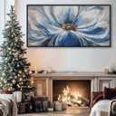 Mofutinpo Flower Wall Art Canvas Art Wall Decor For Living Room Home Decor Bedroom Pictures Aesthetic Blue Large Wall Art Framed Artwork For Walls Modern Kitchen Decor 29×58 Blacke Framed