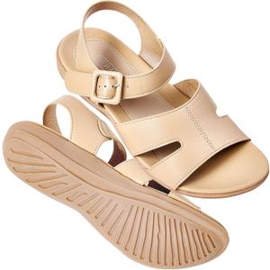 Flat Sandals for Women Dressy - Apricot Summer Comfortable Walking Casual Arch Support Ankle Strap Open Toe Slip on Womens Flats Sandal Size 10