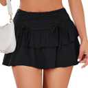 Avidlove Women's Mini Skirt High Waisted Layered Ruffle Skirts Tiered Short Skirt Lingerie Y2K (Black)