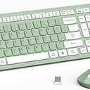 Wireless Keyboard and Mouse Combo, FullSized Wireless Keyboard and Adjustable DPI Mouse, 2.4GHz USB Receiver, Silent Keyboard and Mouse for PC, Windows, MAC, Desktop, Laptop (Avocado Green)