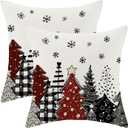 Christmas Pillow Covers 20x20 Inch Set of 2 Red Black Grey ChristmasTrees Throw Pillowscase, Xmas SnowflakesHoliday Outdoor Decorative Farm house Winter DecorCushionCovers for Home Sofa Bed
