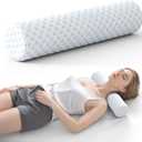 Neck Roll Pillow, Memory Foam Neck Support Pillows, Round Neck Pillows, Cylinder Bolster Pillows for Bed, Couch, and Yoga, Removable Washable Cover,18 * 4.1 * 4.1inch (Cool-Blue)