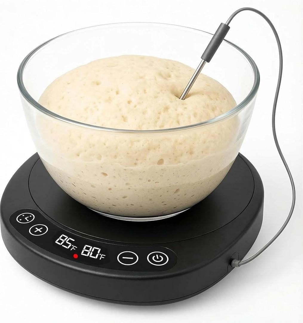 Pro 2026 Larger Sourdough Starter and Dough Warmer Upgraded with Real-Time Dough Probe, Dual-Temp Display, 70-110F Precision Control, 24H Timer Game Changer for Home Bakers Black