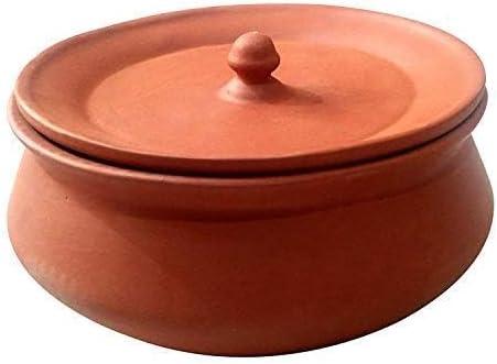 Clay Curd Pot Handi Dahi Handi Serving Bowl Mitti Handi with Lid | Earthen Handi Small Handi for Kitchen with Lid 500 ml