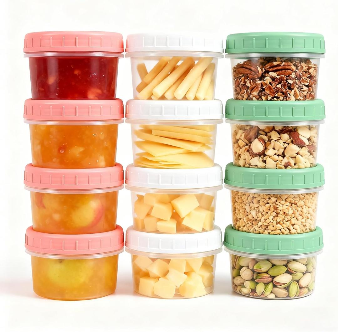 Food Storage Containers 12 Pack 5.4 oz Freezer Storage Containers with Twist Top Lids, Leakproof, BPA Free, Microwave & Dishwasher Safe Takeout Container - Ideal for Soup and More