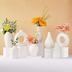 Ceramic Bud Vase Set of 8, Small Vase for Flowers, White Mini Bud Vase in Bulk for Centerpieces, Rustic White Ceramic Vase Set for Flowers, Room Dcor, Wedding Party