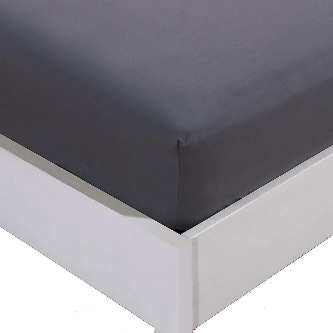 Fitted Sheet Queen Size - Dark Grey Fitted Bottom Sheet Only - 100% Egyptian Cotton Hotel Quality Top Sheet - Deep Pocket up to 15 inches, Super Soft Cotton Bedsheets (Dark Grey Solid, Queen) 1 Pack