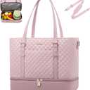 LOVEVOOK Lunch Tote Bag for Women, 15.6 Inch Laptop Work Bag With Lunch Compartment & Large Cup Holder, Lightweight Work Briefcase for Travel, Bussiness, Teacher (Light Pink-nude Pink)