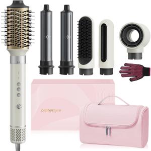 6 in 1 Hair Styler, High Speed Ionic Hair Dryer with Auto-Wrap Curlers, Blow Dryer Oval Brush & Volumizer, Hot Air Styler for Fast Drying,Curling, Smoothing & Volume, Hair Curler with Travel Case