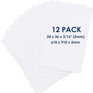 Foam Board 24 x 36 x 3/16" (5mm) - 12 Pack - White Poster Board, Acid Free, Double Sided, Rigid, Sign Board Foamboard for Mounting, Crafts, Paintings Prints, Art, Display, Presentation and Projects