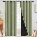 SimpleHome 100% Blackout Curtains for Bedroom,Thermal Insulated Grommet Window Drapes Room Darkening Sage Curtains for Living Room with Black Back,52 x 84 Inch,2 Panels