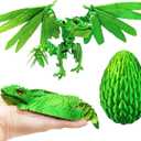 Dynamic 3d Printed Dragon Eggs with Dragon Inside3D Fidget Dragon with Wings Movable, Feathered Wyvern Dragon,Full Articulated Crystal Flying Fidget Dragon , 3D Printed Archaeopteryx Bird Animals Toy (Laser Yellow Green)